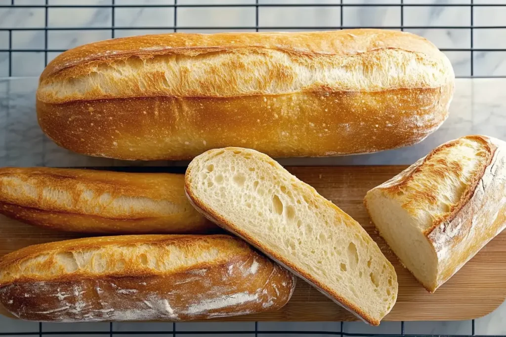 Freshly baked Cuban bread with a crispy crust and soft interior