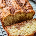 Freshly baked Amish Cinnamon Bread with cinnamon sugar topping