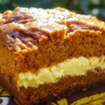 Freshly baked pumpkin cream cheese bread with a creamy swirl